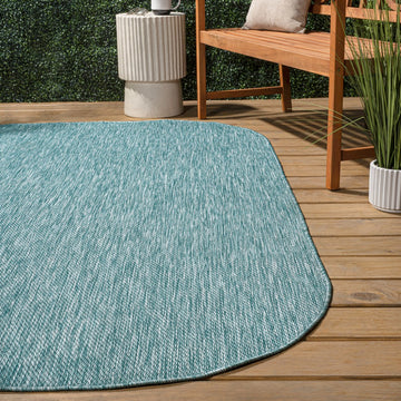 Miles Modern Minimalist Radius Corner Solid Indoor/Outdoor Area Rug